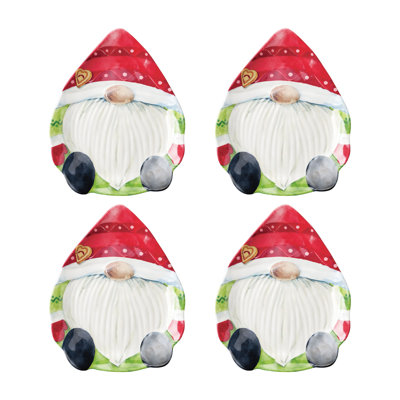16 Piece Gnomies Melamine Dinnerware Set Plate and Bowl Set - Service for 4