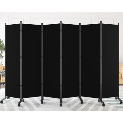 Black Rolling Room Divider Privacy Screen for Home and Office
