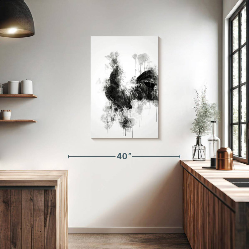 Brampt Rooster Black And White, 36" H x 24" W