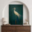 Oiseau aigrette vert rétro, photos de salle de bain rustique moderne, impression sur toile encadrée-115240910-115240905-115240912
