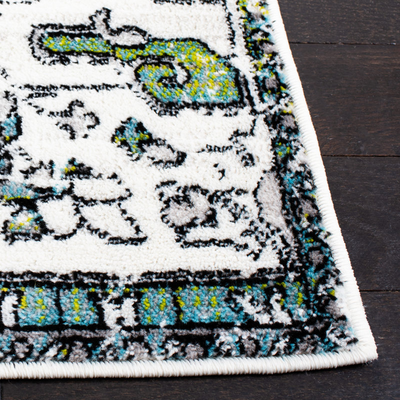 Tapis oriental vert / gris, Tapis de couloir 2 pi x 8 pi