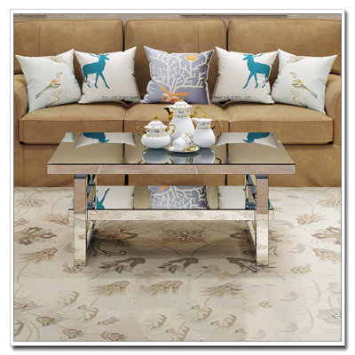 Living Room Glass Coffee Table with Glass Top