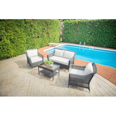 Krikacy Camus Premium Wicker Loveseat Set with Sunbrella Cushions