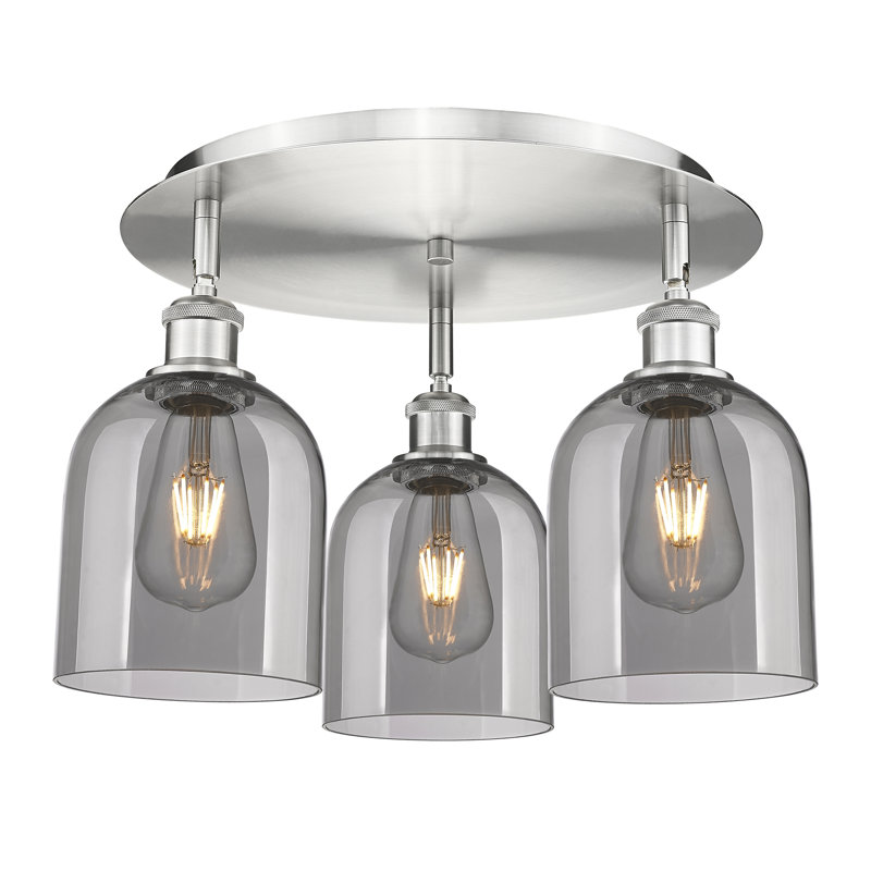 Odaniel Glass Semi Flush Mount, Light Smoke, Satin Nickel