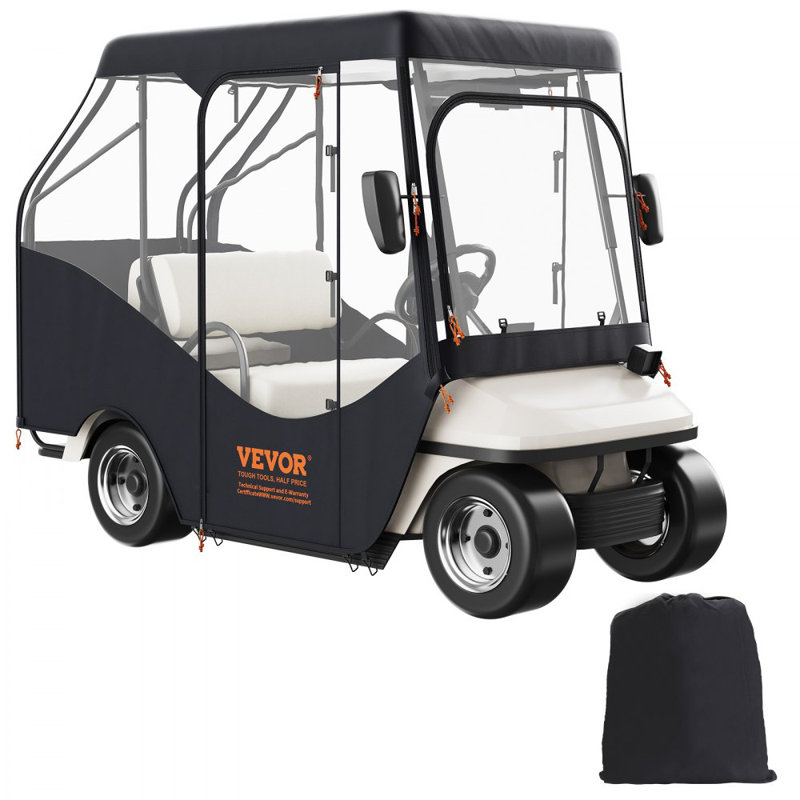 Golf Cart Enclosure, 420D Polyester Driving Enclosure with 4-Sided Transparent Windows, 4.5' H x 8' W x 3.5' D