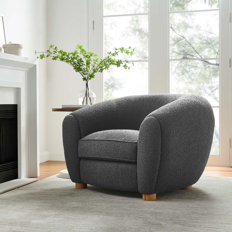 Fauteuil Abundant Boucle, Velours gris