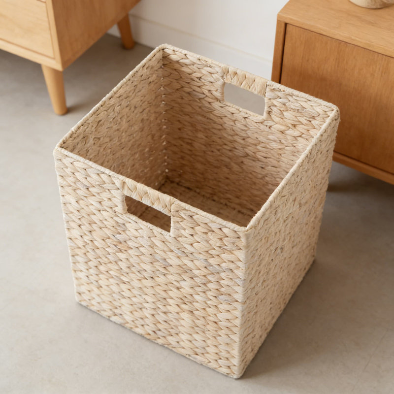 Woven Storage Baskets, Set Of 6 Hyacinth Organizer Cubes With Metal Frame For Home Organization, Foldable And Ready To Use