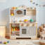 Grand ensemble de jeu pour enfants d'âge préscolaire, cuisine de jeu simulée, cuisine de jouets de style rétro, grande cuisine de jeu, ensemble de cuisine réaliste pour tout-petits