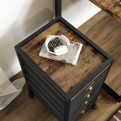 4-Drawer Mobile Filing Cabinet in Black - Compact Rolling Storage Unit for /A4 Files. Ideal for Home Office or Under-Desk Use by Latitude Run