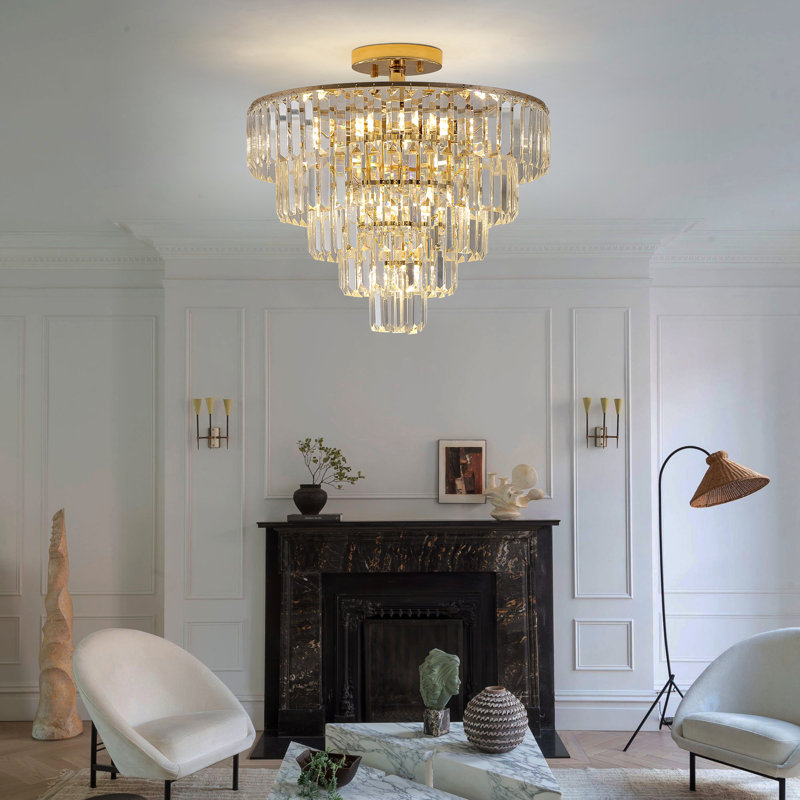 Ribaudo Crystal Flush Mount, Gold