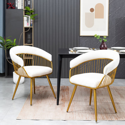 Christle Modern Mid Century Dining Chair, Upholstered Velvet Dining Room Chairs with Metal Legs for Makeup/Living Room (Set of 6)