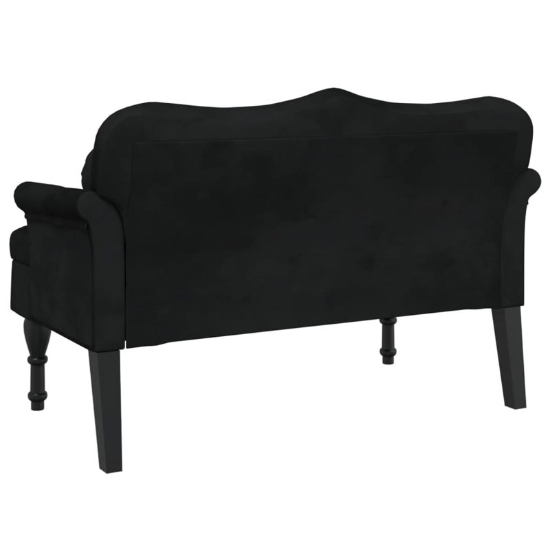 Chineta 47” W Small Loveseat, Velvet Chesterfield Sofa, 2 Seater Couch for Living Room, Black