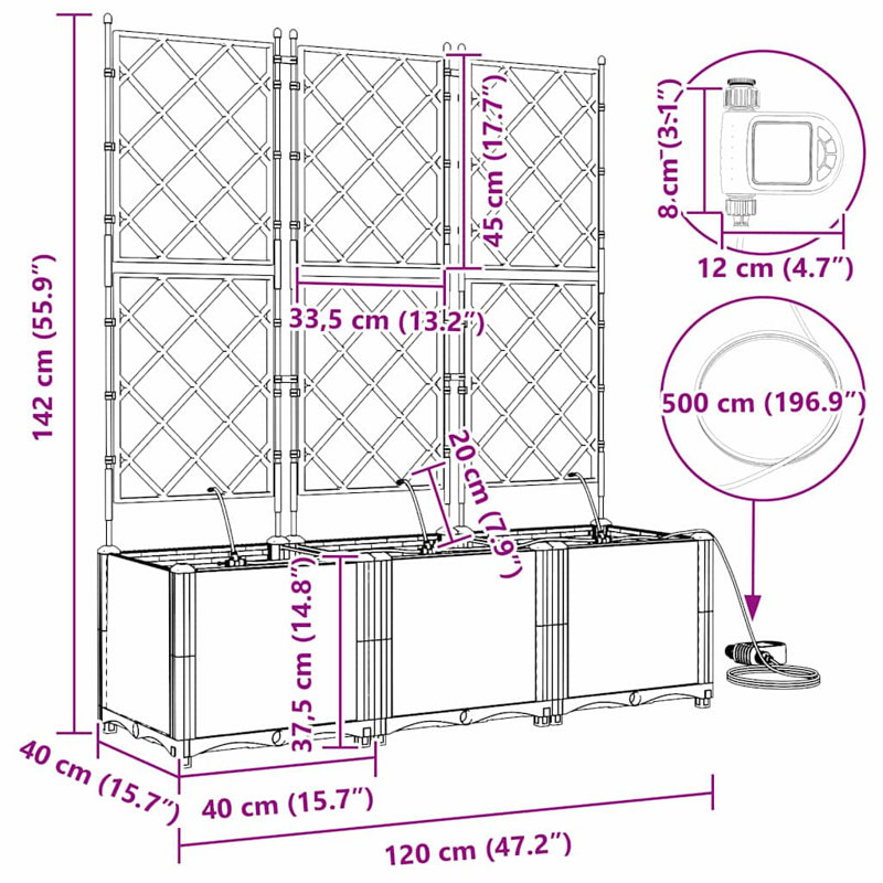 Jardinière en plastique brun 3 pièces vidaXL