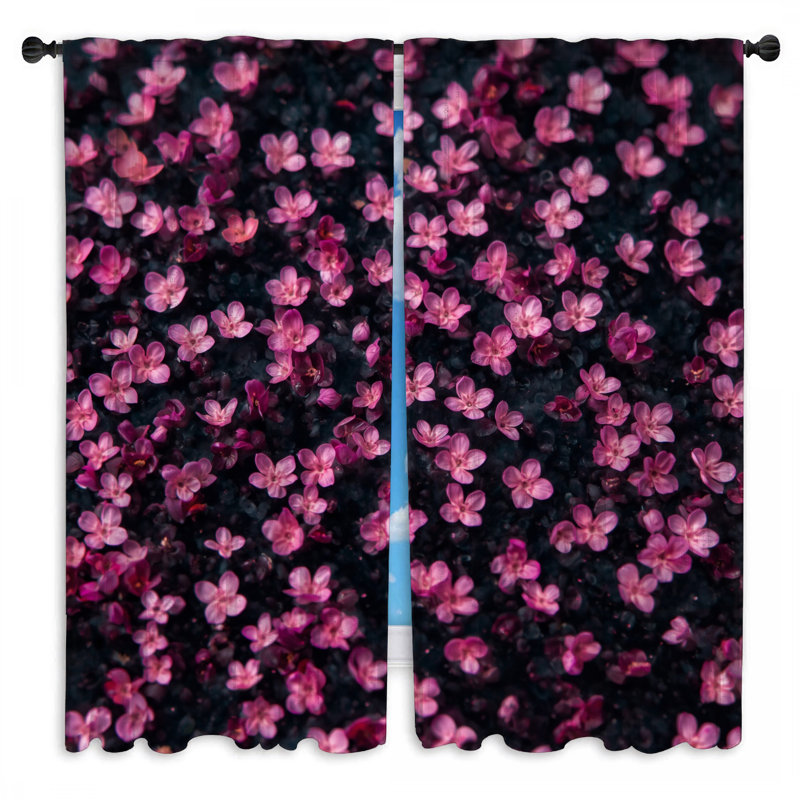 Rideaux de fenêtre roses et minuscules fleurs transparents et obscurcissant - 2 panneaux, 112 po x 78 po - 2 panneaux