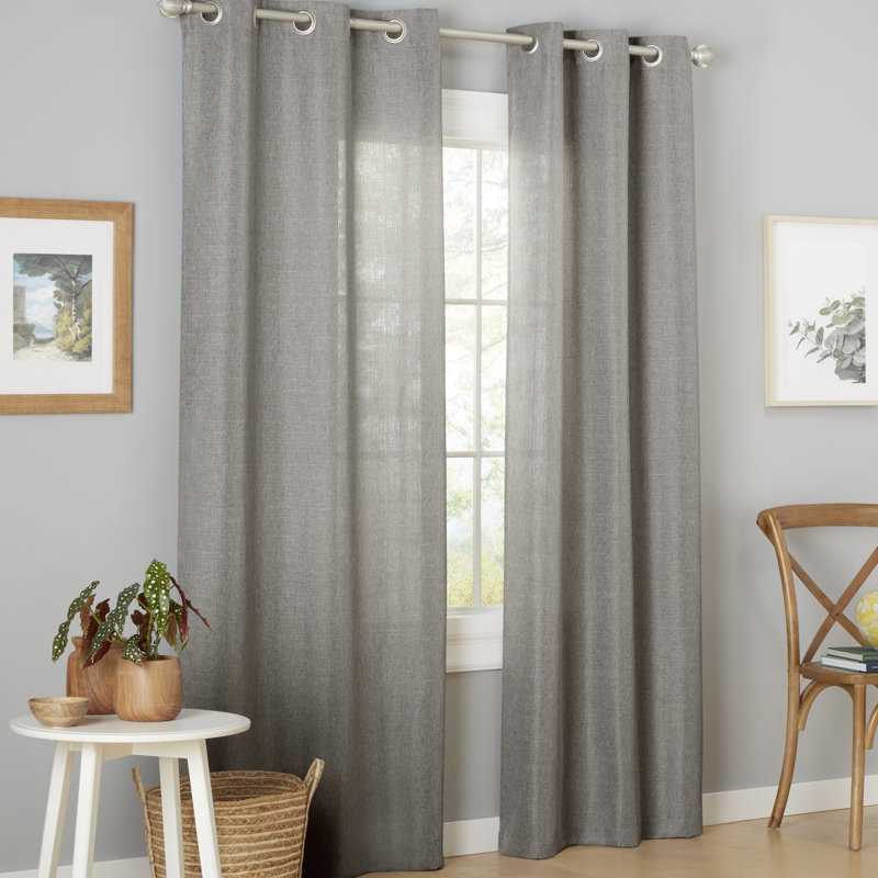 Paire de rideaux avec œillets Ladner, Gris foncé, L 38 po x H 84 po