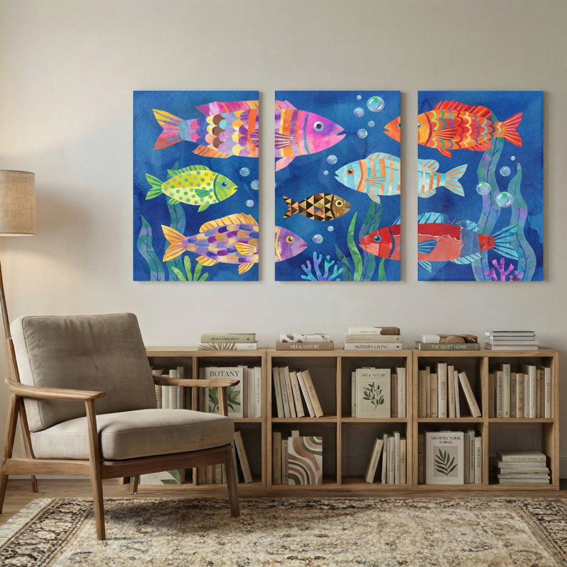 Animaux, ensemble de 3 reproductions d'art sur toile, H 18 po x l 36 po