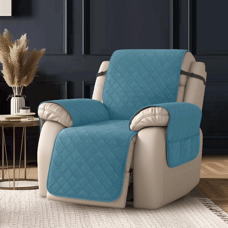 Housse matelassée et réversible pour fauteuil inclinable, Bleu vert, Petit: H 91 po x l 25 po x P 22 po