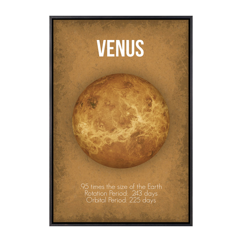 Décoration murale Venus Kids, H 40 po x l 26 po x P 1,5 po, Toile encadrée noir délavé