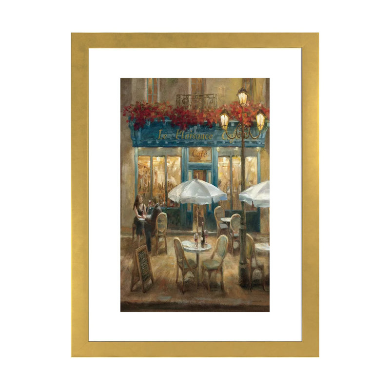 «Paris Cafe I Crop» par Danhui Nai - reproduction d'art, H 24 po x l 16 po x P 1 po, Papier encadré doré