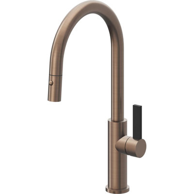 Corsano Contemporary Pull Down Kitchen Faucet with Button Sprayer High Arc Spout and BFB Series Handle