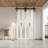 84'' Solid Manufactured Wood Glass Bi Fold Sliding Barn Door with Installation Hardware Kit-93804441