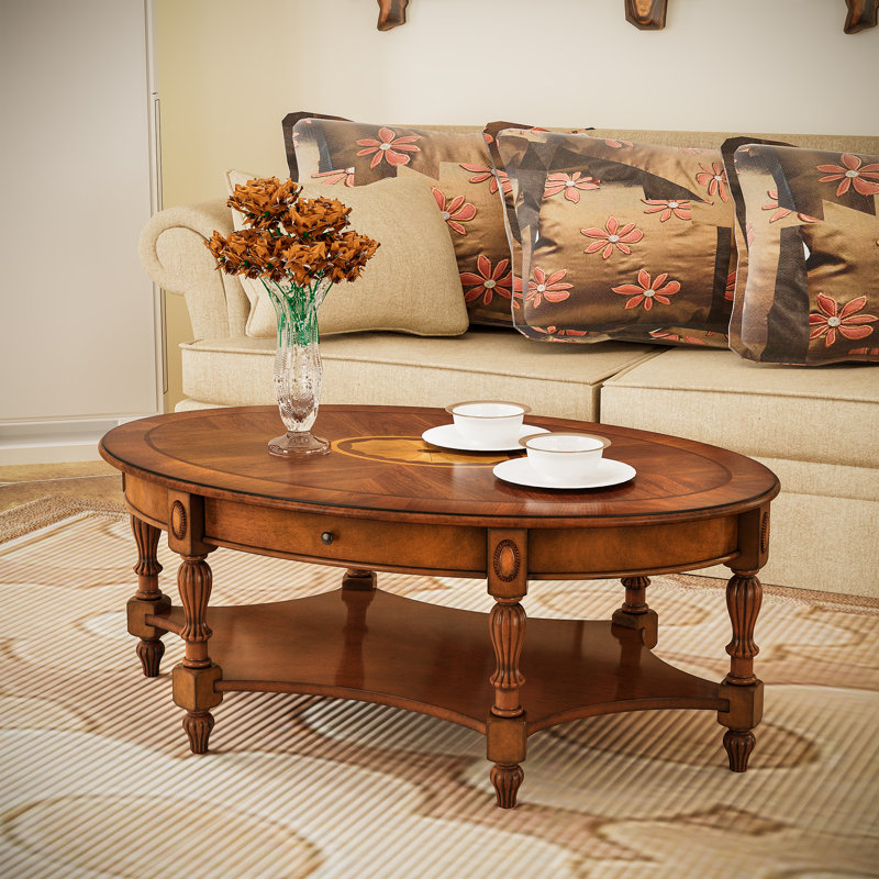 Table basse en bois massif avec rangement Canora