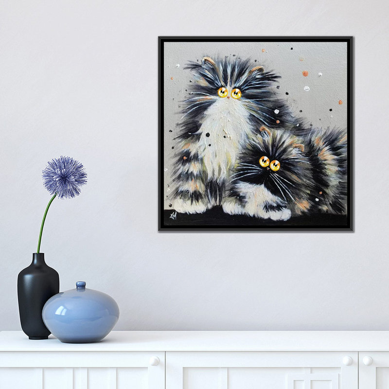 Rodney and Dave par Kim Haskins - reproduction d'art, H 18 po x l 18 po x 1,5 po, Toile avec cadre noir, Pas de tapis