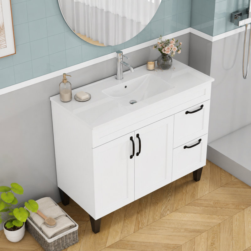 Ensemble de meuble-lavabo flottant mural moderne 40 "avec lavabo en céramique Modern