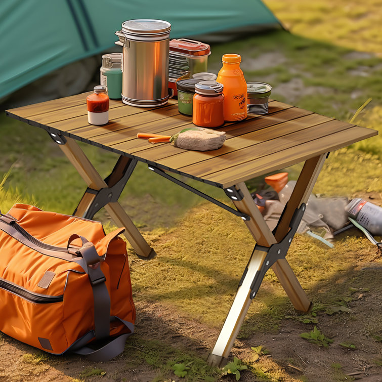 Ebern Designs Lothridge Camping Table Portable Folding Table Ultra  Lightweight Table Aluminum Roll Up Table Top Carry Bag