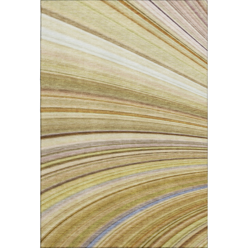 Tapis beige Cerrito AMF585 lavable à la machine de qualité supérieure, Rectangle 5 pi x 7 pi 6 po