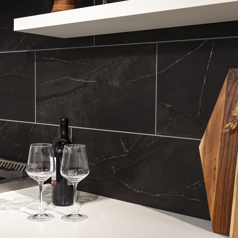 Palisade 23.2 in. x 11.1 in. Interlocking Vinyl Wall/Backsplash Panels in Black Ice (10 Pack), Black Ice