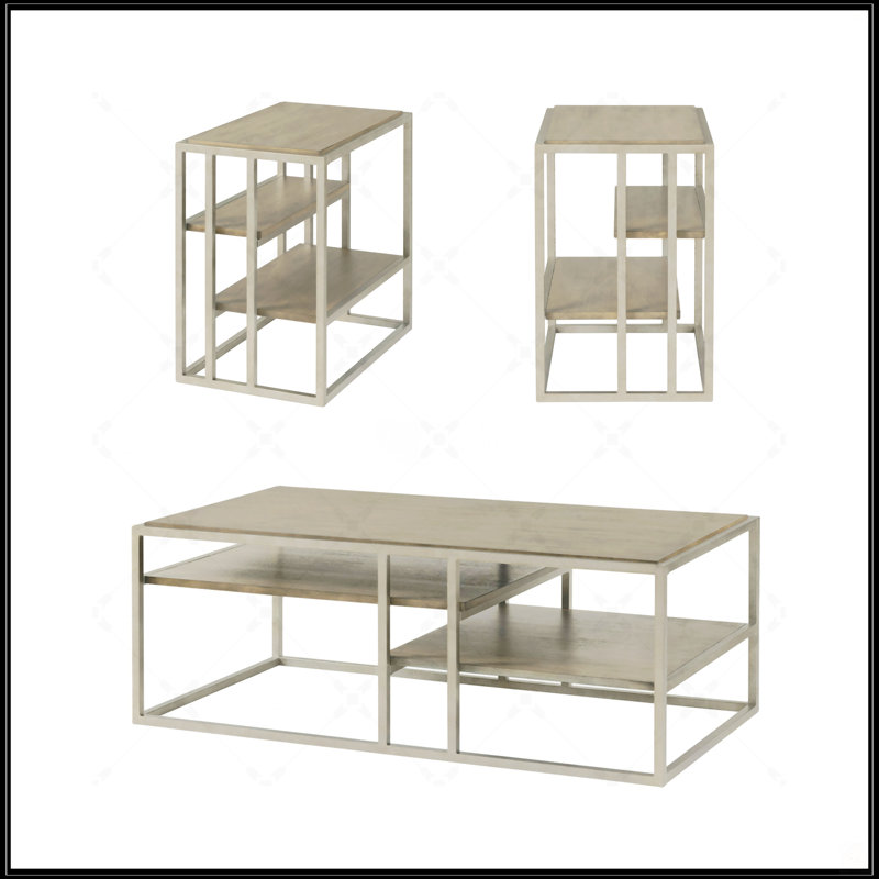 Ensemble 3 pièces de table basse et 2 tables d'appoint Padena