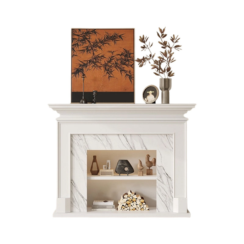 Solid Wood Electric Fireplace, White