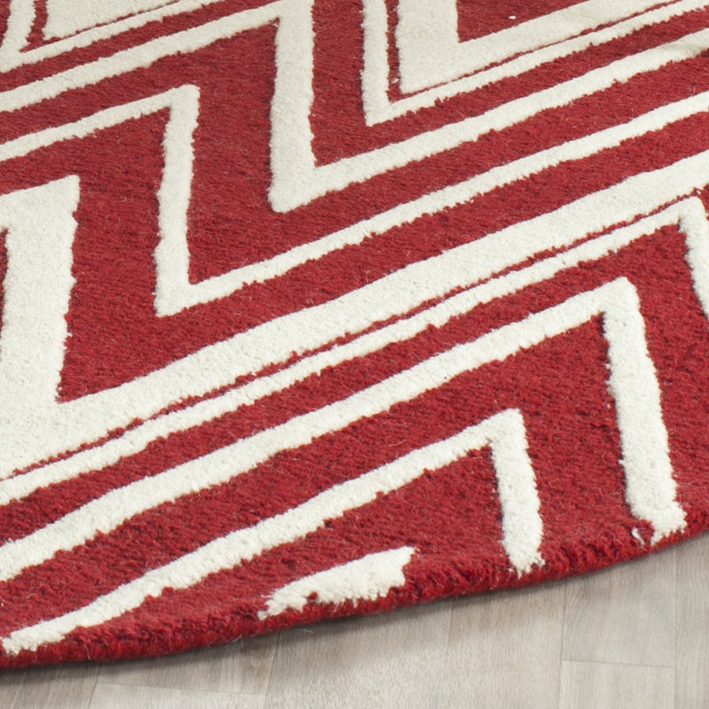 Sanyla Hand Tufted Wool Chevron Rug, Round 6'