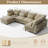 U-Shaped Corduroy Modular Sectional Cloud Sofa Deep Seat Corner Couch With Removable Ottoman-1425914277