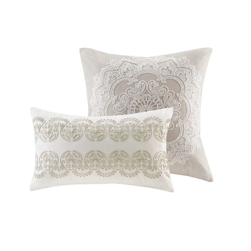 Suzanna Embroidered Cotton Square Pillow