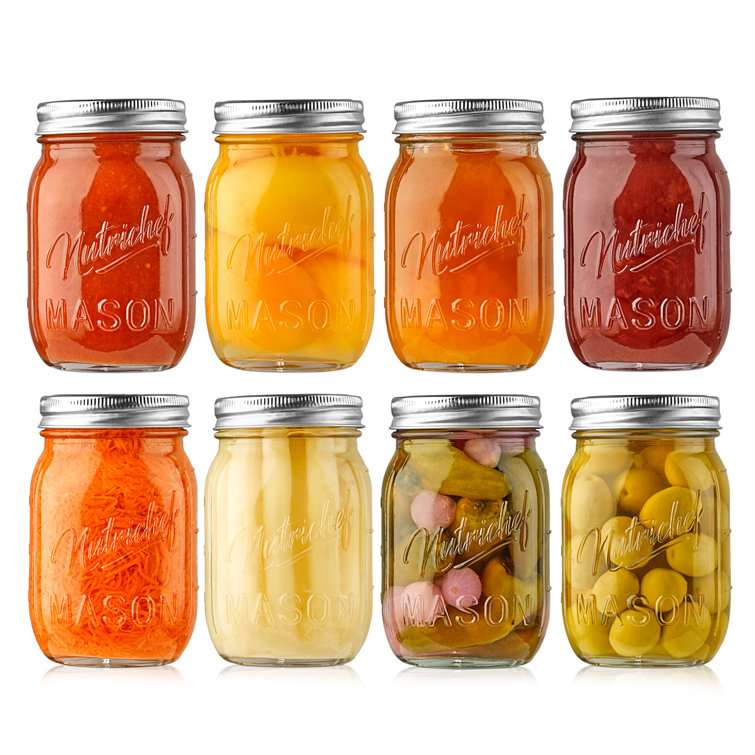 Jars Mason Glass Jars for Meal Prep ,Kitchen Storage With Airtight Silver  Lid