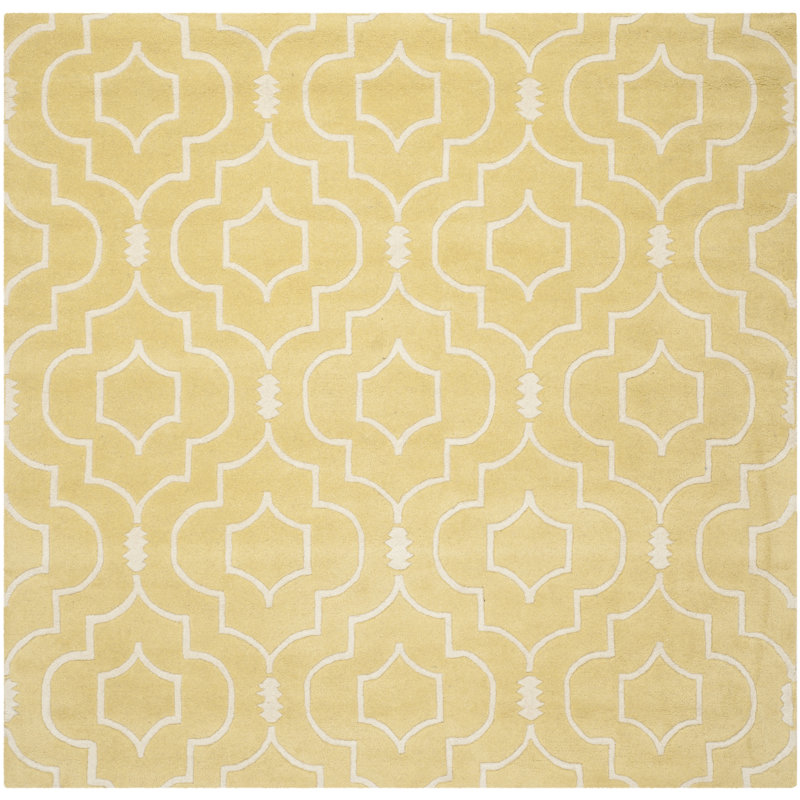 Tapis géométrique en laine touffeté à la main Emrick, Carré 7 pi