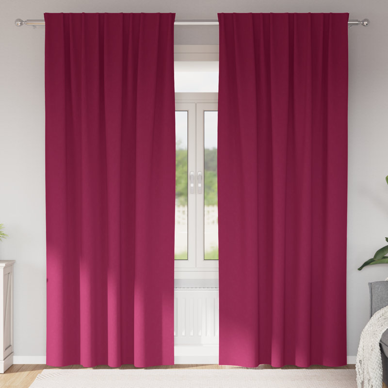 Curtains With Curtains 2 Pcs Polyester, Wine Red, 140cm Width x 245cm Drop