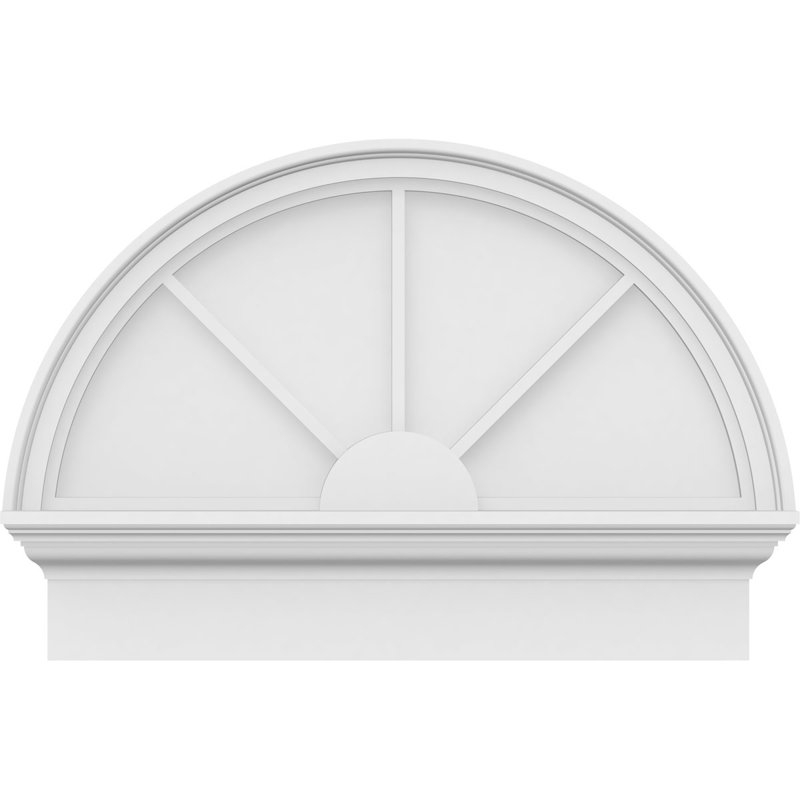 Demi-cercle à 3 branches de fronton en PVC de qualité architecturale, H 20 3/4 po x l 28 po x P 2 3/4 po