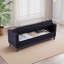 Banc rembourré moderne de 66 pouces avec coussins à double extrémité Grand compartiment de rangement intégré Revêtement en tissu de peau de mouton Pieds en grain de bois massif Banc multifonctionnel Repose-pieds Canapé-lit Banc de rangement adapté au salon-640498497