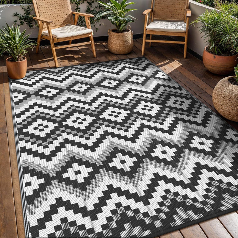 Tapis d'extérieur réversible en plastique imperméable, Rectangle de 5 pi x 8 pi
