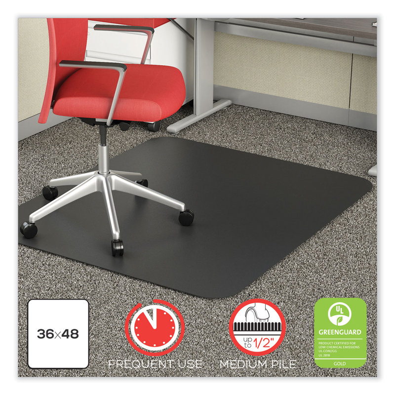 Medium Pile Carpet Beveled Rectangular Chair Mat, 36" W x 48" D