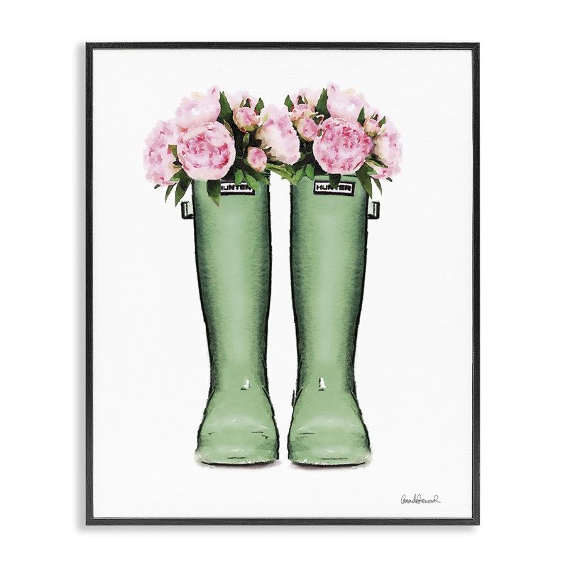 Bottes de campagne avec pivoines, estampe numérique, design par Amanda Greenwood, H 20 po x l 16 po