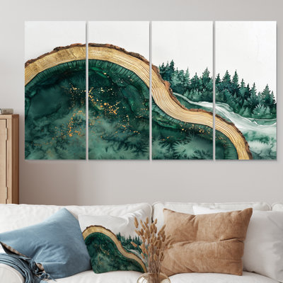 «Bold Forest Landscape Path of the Emerald River VI», art mural forêt - décoration murale traditionnelle