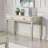 Sleek Silver Glam Sofa Table With Storage Drawers And 5Mm Tempered Glass Top, Perfect For Modern Living Rooms.