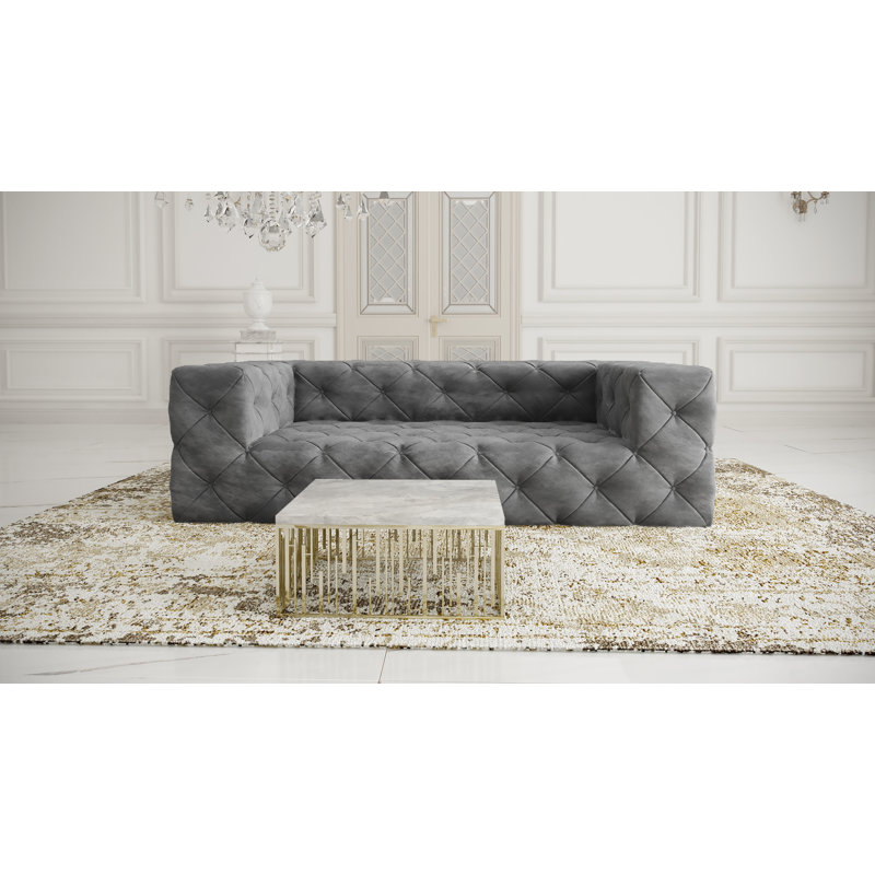 Renae 3 Seater Velvet Sofa, Grey