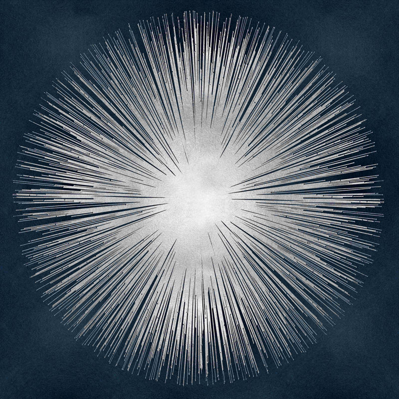 Sunburst on Dark Blue I - peinture sur toile tendue, H 36 po x l 36 po