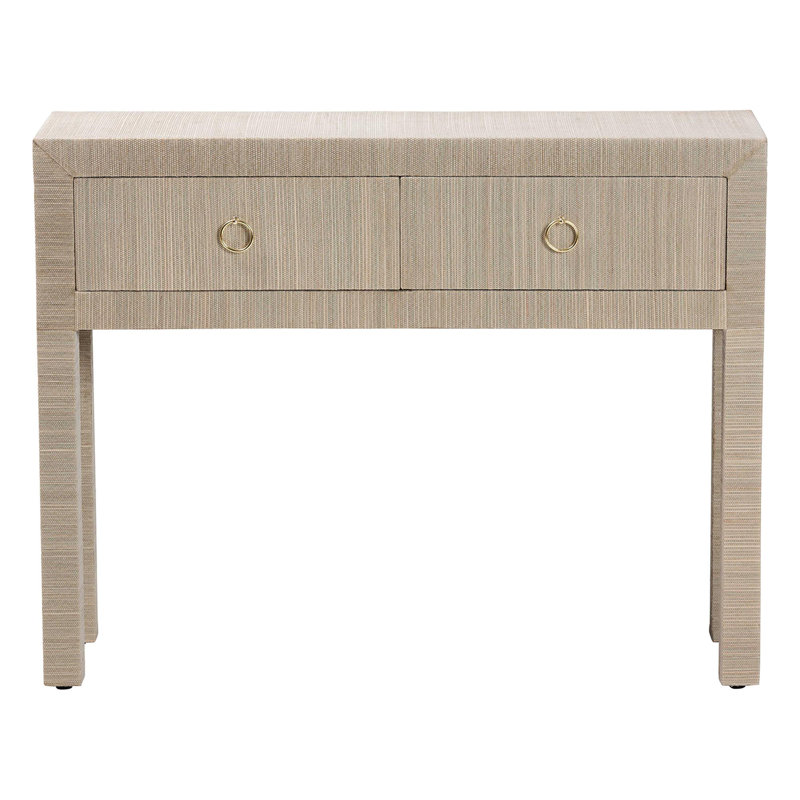 Console à 2 tiroirs Bali & Pari Noah Grasscloth, Beige