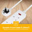 GEEPAS 3 Gang Extension Lead, 2M Cable | 3-Way Plug Extension Cable With Neon Indicator Light | Wall Mountable & Multi Socket Mains Strip For Home Bedroom Office | Heavy Duty UK Plug | White